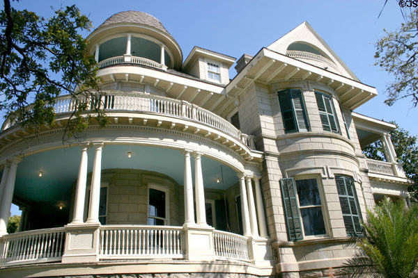 Clarke-Jockusch house (1895) (1728 Sealy) stuccoed to imitate stone. Galveston, TX. Style: Queen Anne.