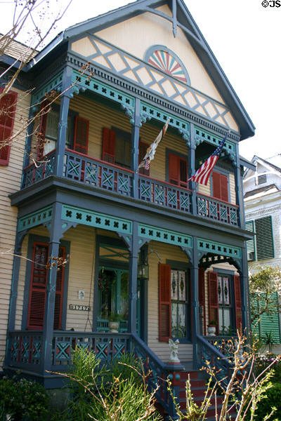 Red & blue house (c1891) (1717 Postoffice). Galveston, TX.