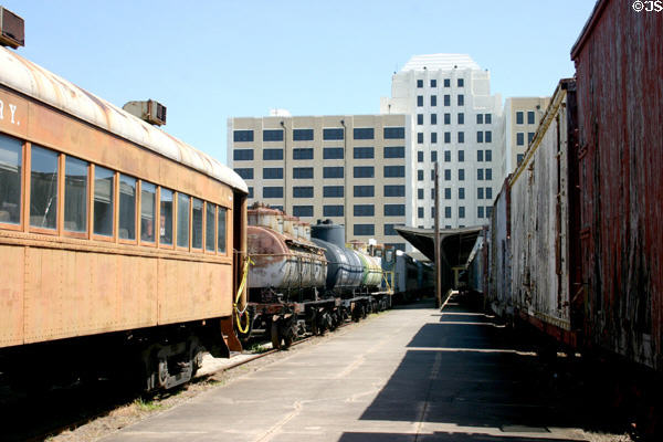 Rolling stock & terminal at Railroad Museum. Galveston, TX.