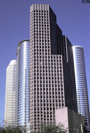Four skyscrapers: Continental Center, 1500 Louisiana, Wedge International Tower & 1400 Smith Street. Houston, TX.