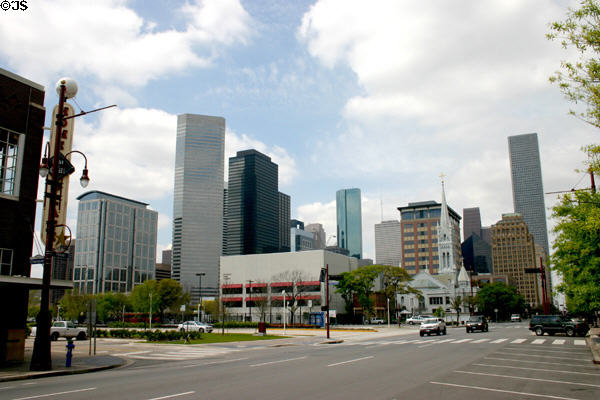 Downtown skyline from the Ball Park. Houston, TX.