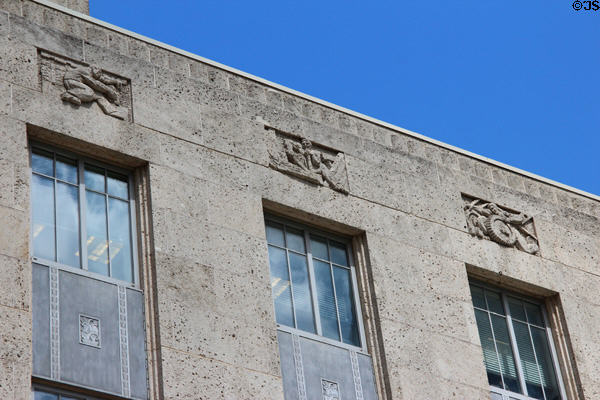 Art Deco reliefs of workers (1939) by Herring Coe & Raoul Josset at Houston City Hall. Houston, TX.
