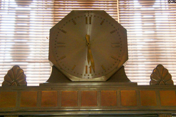 Art Deco hexagonal lobby clock at Houston City Hall. Houston, TX.