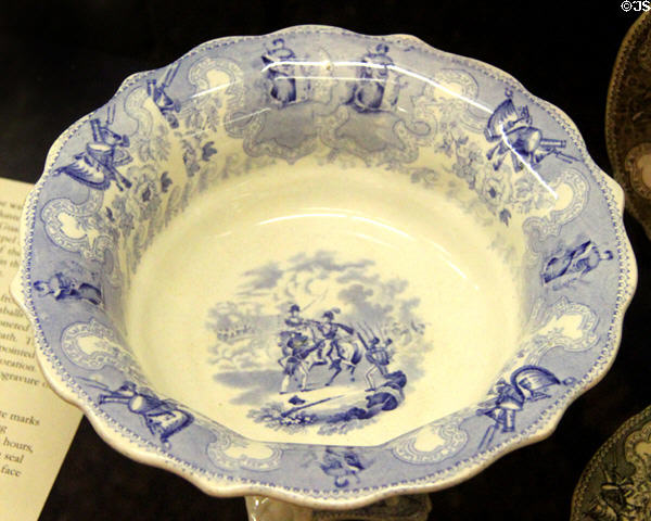 Texian Campaigne china blue bowl (1846-52) from England at San Jacinto Monument museum. San Jacinto, TX.