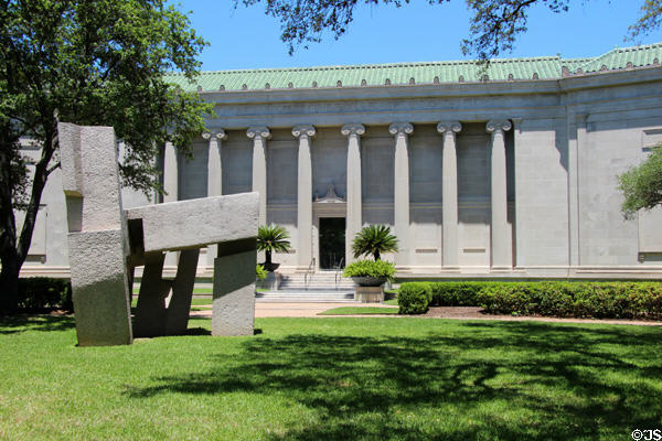 Song of Strength granite sculpture (1966) by Eduardo Chillida at Watkin Building of Museum of Fine Arts, Houston. Houston, TX.