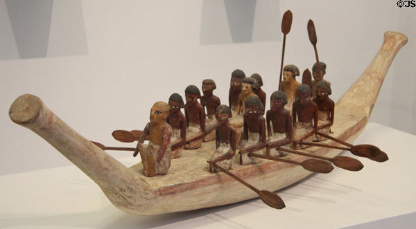 Egyptian painted wooden model boat (c2055-1784 BCE) at Museum of Fine Arts, Houston. Houston, TX.