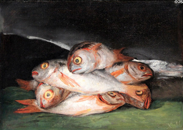 Still life with Golden Bream painting (1808-12) by Francisco de Goya of Spain at Museum of Fine Arts, Houston. Houston, TX.