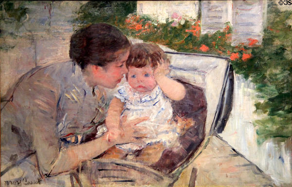 Susan Comforting the Baby painting (c1881) by Mary Cassatt at Museum of Fine Arts, Houston. Houston, TX.