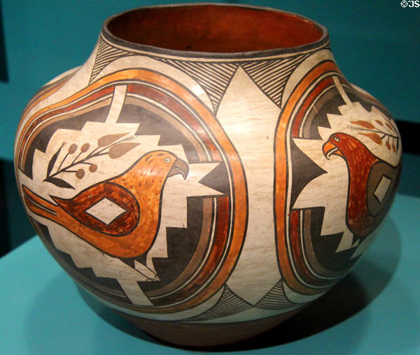 Ceramic Acoma jar with parrot (c1925) at Museum of Fine Arts, Houston. Houston, TX.