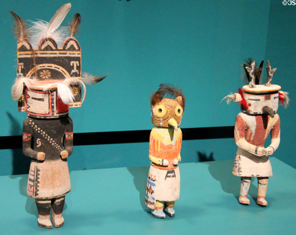 Wooden Hopi Kachina dolls (1920-40) at Museum of Fine Arts, Houston. Houston, TX.
