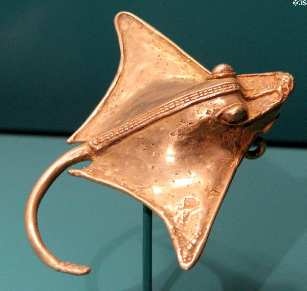 Chiriqui stingray bell pendant (400-1550) from Panama at Museum of Fine Arts, Houston. Houston, TX.