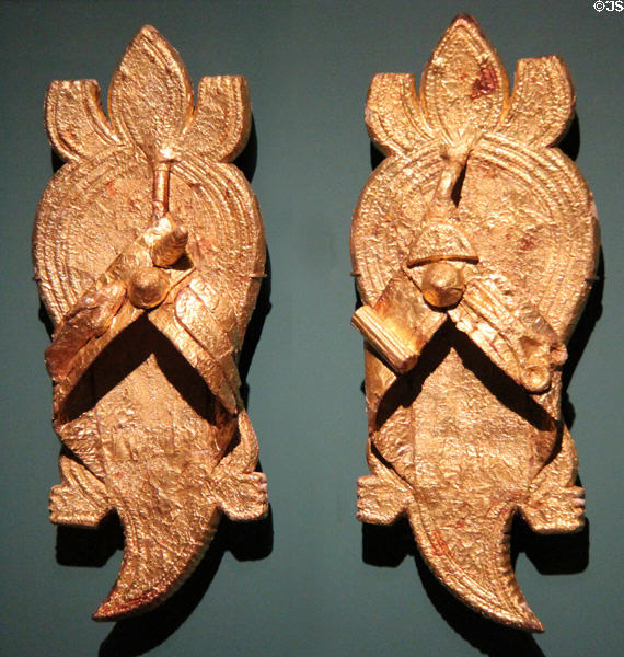 Leather & gold leaf sandals (c1900) by Akan people of Ghana at Museum of Fine Arts, Houston. Houston, TX.