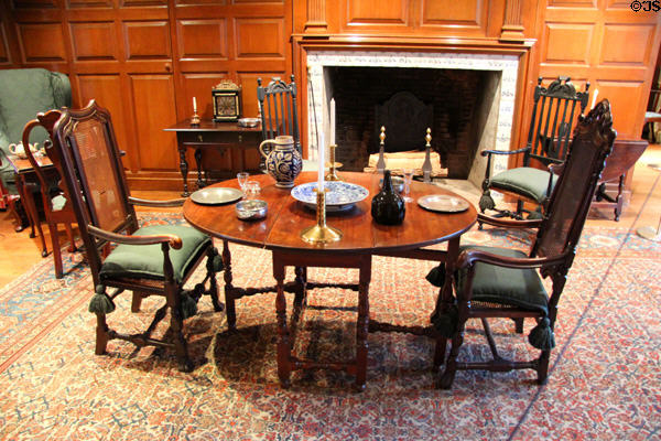 Pine room with American objects of Early Baroque style (1690-1730) at Bayou Bend. Houston, TX.