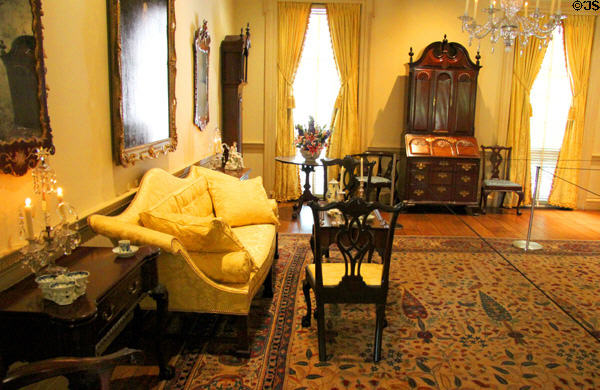 Drawing room with American objects of Rococo style (1755-90) from Atlantic Coast cities at Bayou Bend. Houston, TX.