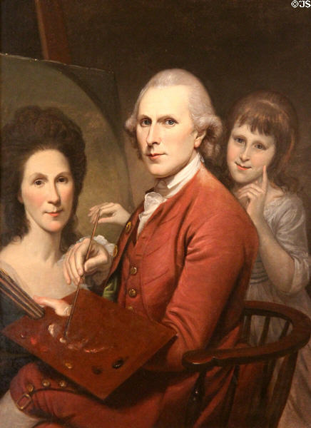Self-Portrait with Angelica & Portrait of Rachel (c1782-5) by Charles Willson Peale at Bayou Bend. Houston, TX.