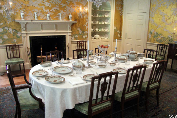 Dining room in New York Neoclassical style (1790-1810) at Bayou Bend. Houston, TX.