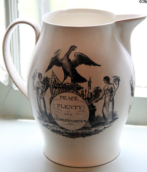 Peace. Plenty & Independence commemorative cremeware pitcher (early 19thC) at Bayou Bend. Houston, TX.