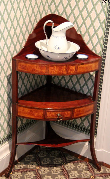 Pitcher, basin & washstand in McIntire bedroom at Bayou Bend. Houston, TX.