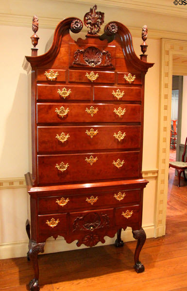 High chest of drawers (c late 18thC) at Bayou Bend. Houston, TX.