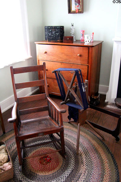 Rocking chair, weasel & chest of drawers at Kellum-Noble House at Sam Houston Park. Houston, TX.