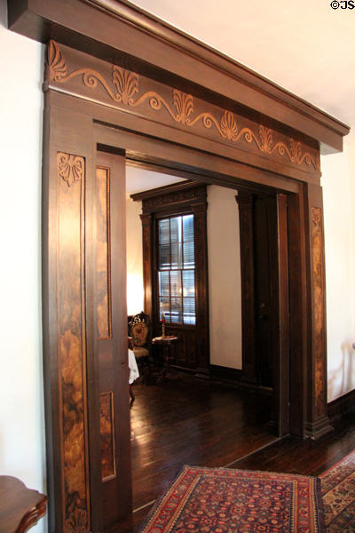 Interior doorway trim at Nichols-Rice-Cherry House at Sam Houston Park. Houston, TX.