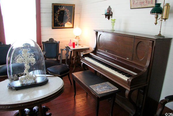 Parlor piano in Yates House at Sam Houston Park. Houston, TX.
