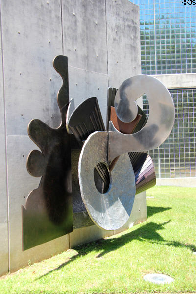 Decanter steel & bronze sculpture (1987) by Frank Stella at Cullen Sculpture Garden of Museum of Fine Arts, Houston. Houston, TX.