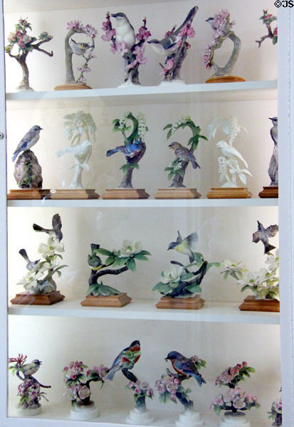 Collection of bird statuettes at Rienzi house museum. Houston, TX.