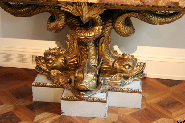 Console table with dolphin support (c1805) at Rienzi house museum. Houston, TX.