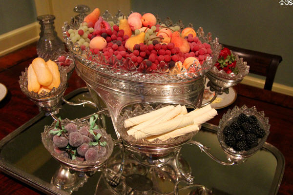 Silver centerpiece for fruit at Rienzi house museum. Houston, TX.