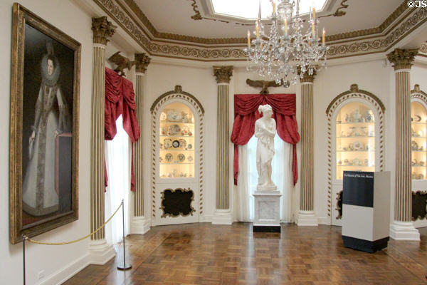 Ballroom with porcelain & painting collections at Rienzi house museum. Houston, TX.