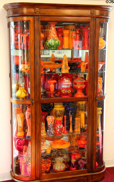 Colored Czech glass collection at Czech Cultural Center. Houston, TX.