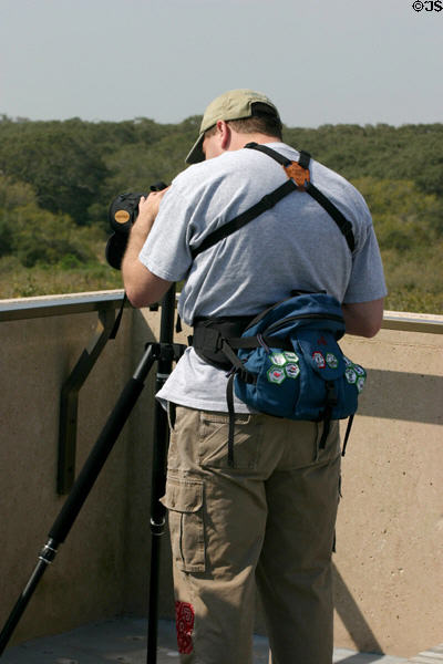Birdwatcher at Aransas National Wildlife Refuge. TX.