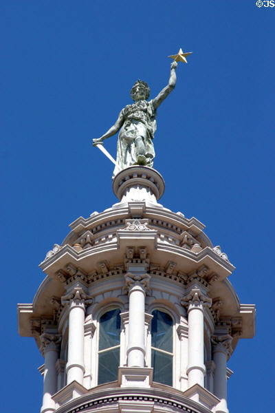State Capitol Goddess of Liberty statue on dome. Austin, TX.
