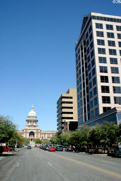 View up Congress Avenue to State Capitol. Austin, TX.