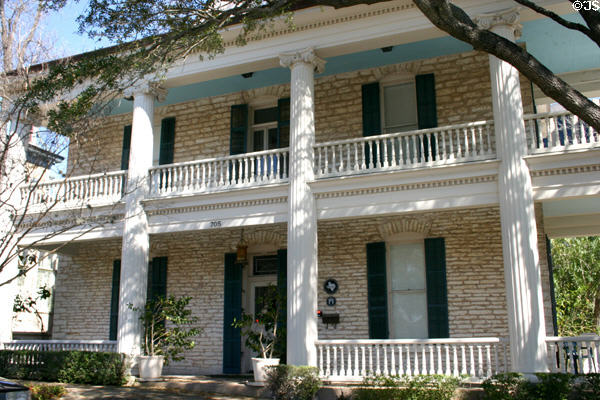 705 San Antonio Street stone house. Austin, TX. Style: Greek revival.