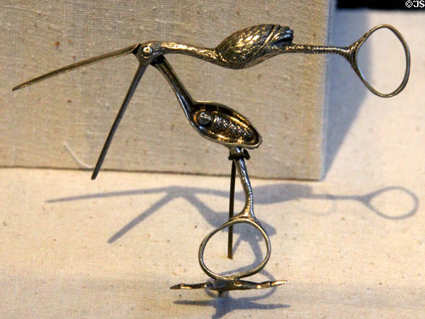Silver stork nips (c1790) by John West of Dublin at San Antonio Museum of Art. San Antonio, TX.