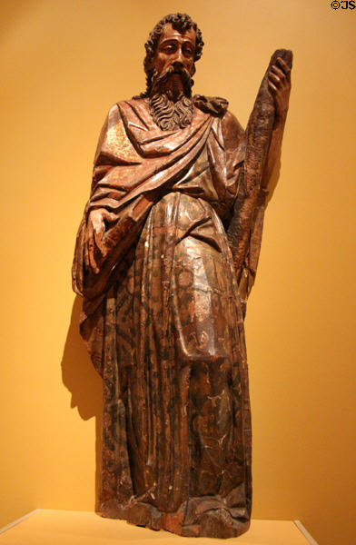 St Andrew wood sculpture (late 16thC) from Mexico at San Antonio Museum of Art. San Antonio, TX.