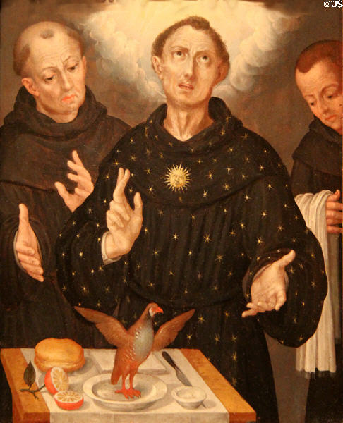 Miracle of St. Nicolas of Tolentino painting (early 17thC) attrib. Friar Alonzo López de Herrera of Mexico at San Antonio Museum of Art. San Antonio, TX.