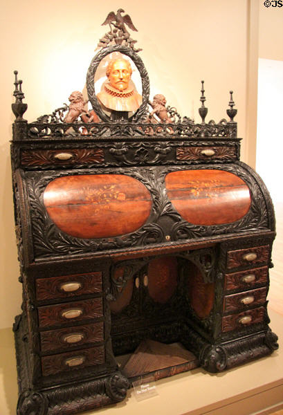 Desk with bust of Cervantes (c1838) from Veracruz, Mexico at San Antonio Museum of Art. San Antonio, TX.