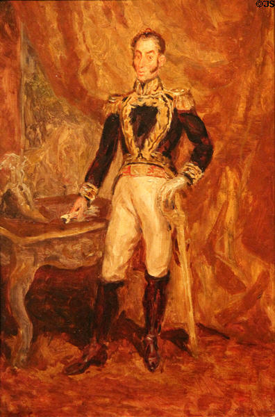 Portrait of Simón Bolívar, liberator of South America from Spain (early 19thC) attrib Oviedo Alma de Crespo of Ecuador or Venezuela at San Antonio Museum of Art. San Antonio, TX.