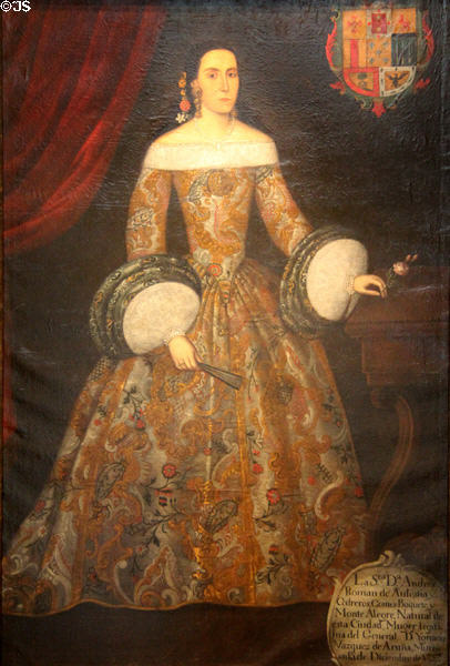 Portrait of Doña Andrea Román de Aulestia y Cedreros y Gómez-Boquete y Monte Alegre (18thC) by Spanish Colonial School or Peru at San Antonio Museum of Art. San Antonio, TX.