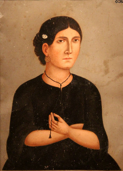 Woman in Mourning painting (mid 19thC) attrib. José María Estrada of Mexico at San Antonio Museum of Art. San Antonio, TX.