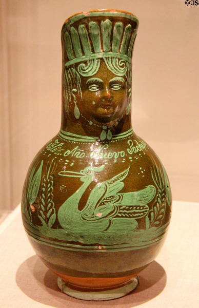 Earthenware pulque pitcher (early 20thC) from Mexico at San Antonio Museum of Art. San Antonio, TX.
