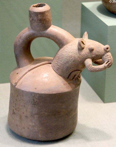 Chavin culture earthenware vessel with rodent motif (c400-100 BCE) from Peru at San Antonio Museum of Art. San Antonio, TX.