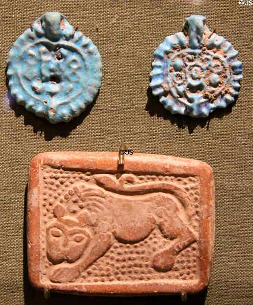 Ceramic Turkish pendants (1092-1307) & Islamic plaque (14thC) at San Antonio Museum of Art. San Antonio, TX.