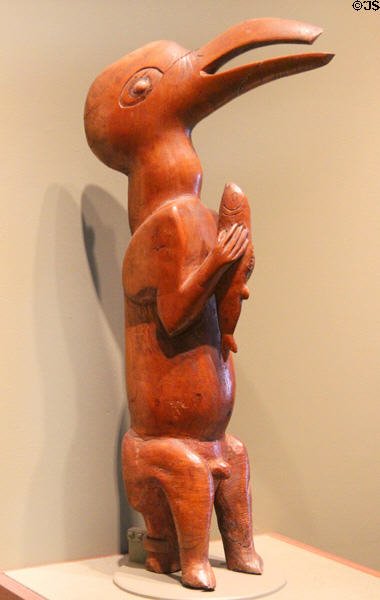 Wood anthropomorphic bird deity (late 19th-early 20thC) from Easter Island at San Antonio Museum of Art. San Antonio, TX.