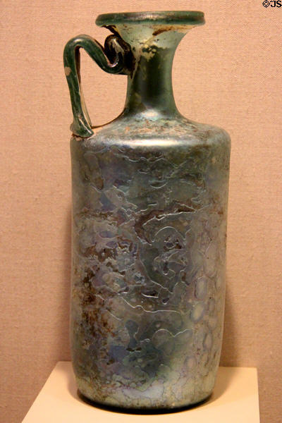 Mold-blown glass jug (c2nd-3rd C CE) from Eastern Mediterranean at San Antonio Museum of Art. San Antonio, TX.