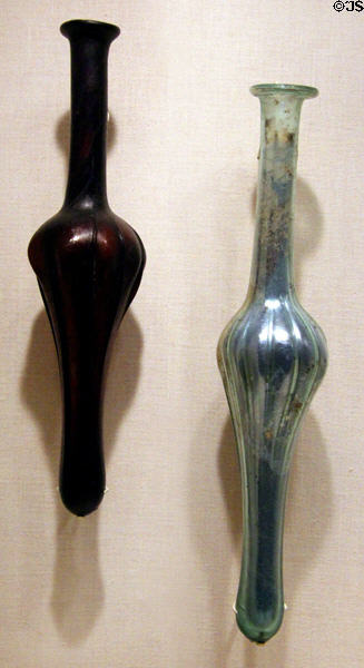 Mold-blown glass toilet vessels (2nd-4th C CE) from Eastern Mediterranean at San Antonio Museum of Art. San Antonio, TX.