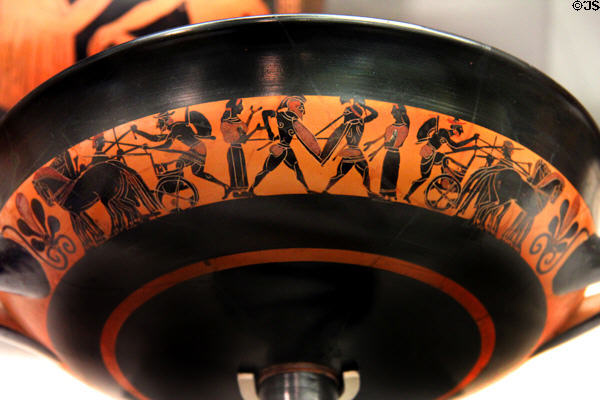 Attic terracotta black-figure band cup with image of Achilles & Memnon (c530 BCE) attrib. Antimenes Painter from Greece at San Antonio Museum of Art. San Antonio, TX.